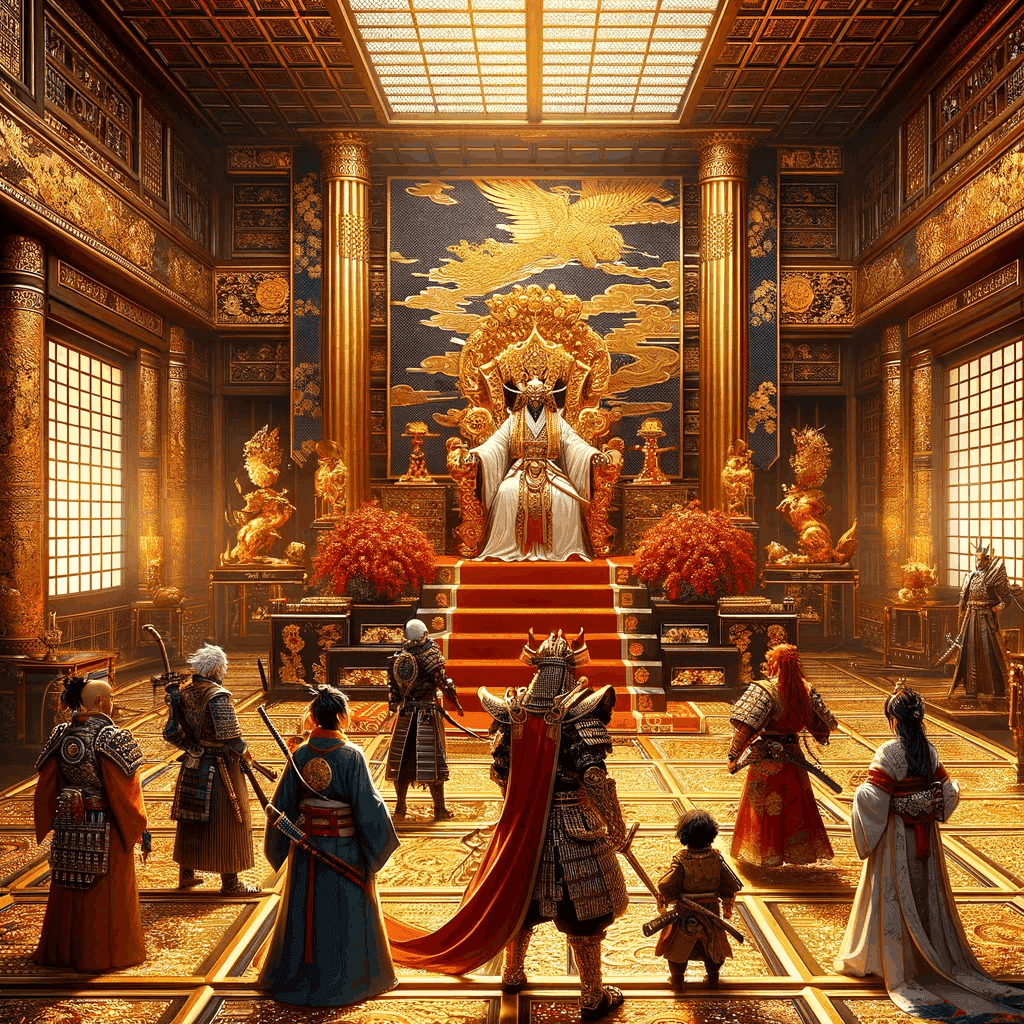 Shogun Teikoku Sokai in his throne room