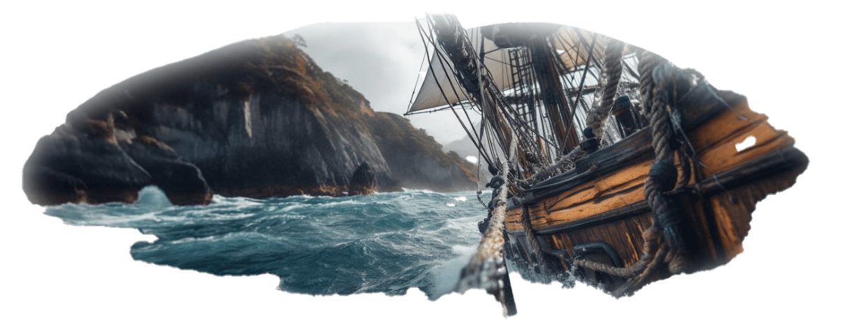 Image of ship and coast